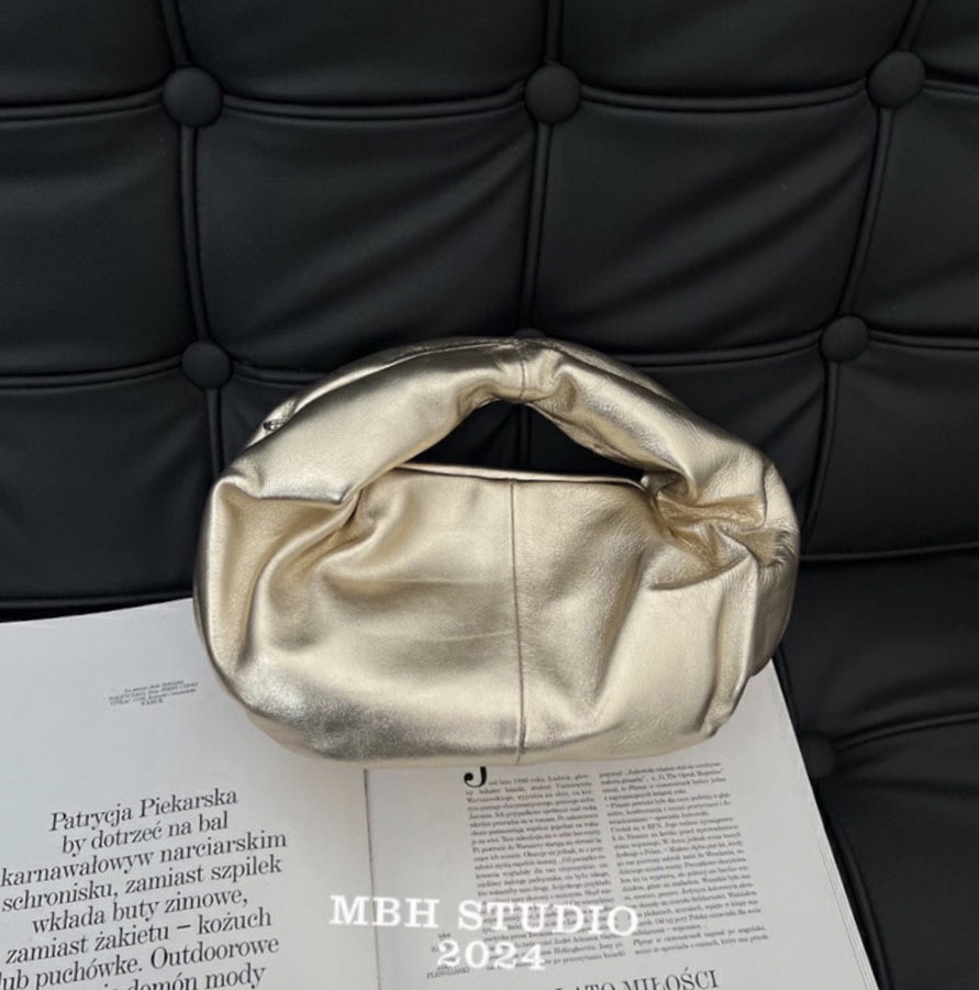 MBH Top Layer Sheepskin Soft Pleated Crossbody Bag with Chain