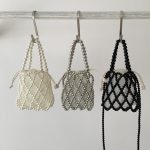 French Style Hollow Handwoven Beaded Mini Crossbody Bag with Pearls