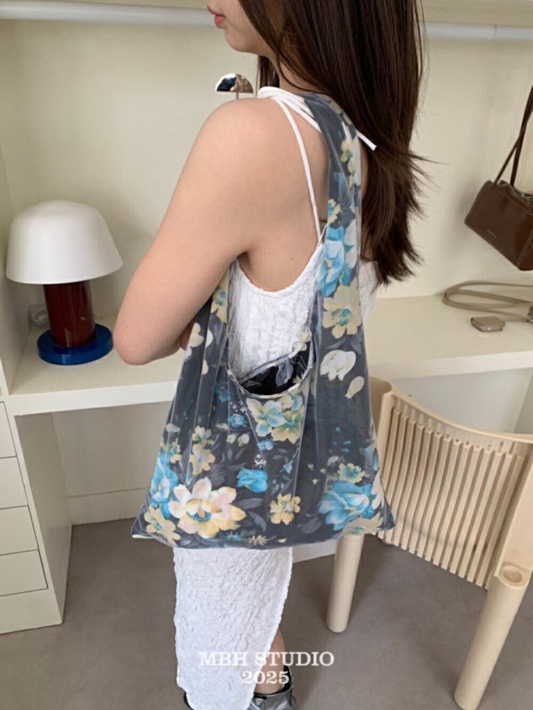 MBH French Floral Canvas Tote Bag Summer 2025 Large Shoulder Bag