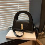 Women's Solid Color Half Moon Tote Bag 2025 Large Capacity Commuter Vintage Lock Shoulder Crossbody Bag