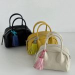 MBH Small Design Vegetable Tanned Leather Boston Bowling Bag Korean Style Versatile Shoulder Crossbody Handbag with Strap