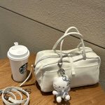 MBH Top-Grain Neck-Grain Leather Boston Bag Minimalist Versatile Large-Capacity Solid Color Crossbody Handbag with Shoulder Strap