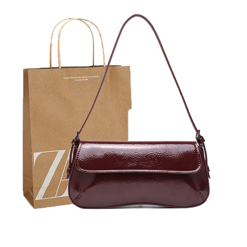 MZ Women's Baguette Shoulder Bag 2026 Summer Solid Color Flap Handbag